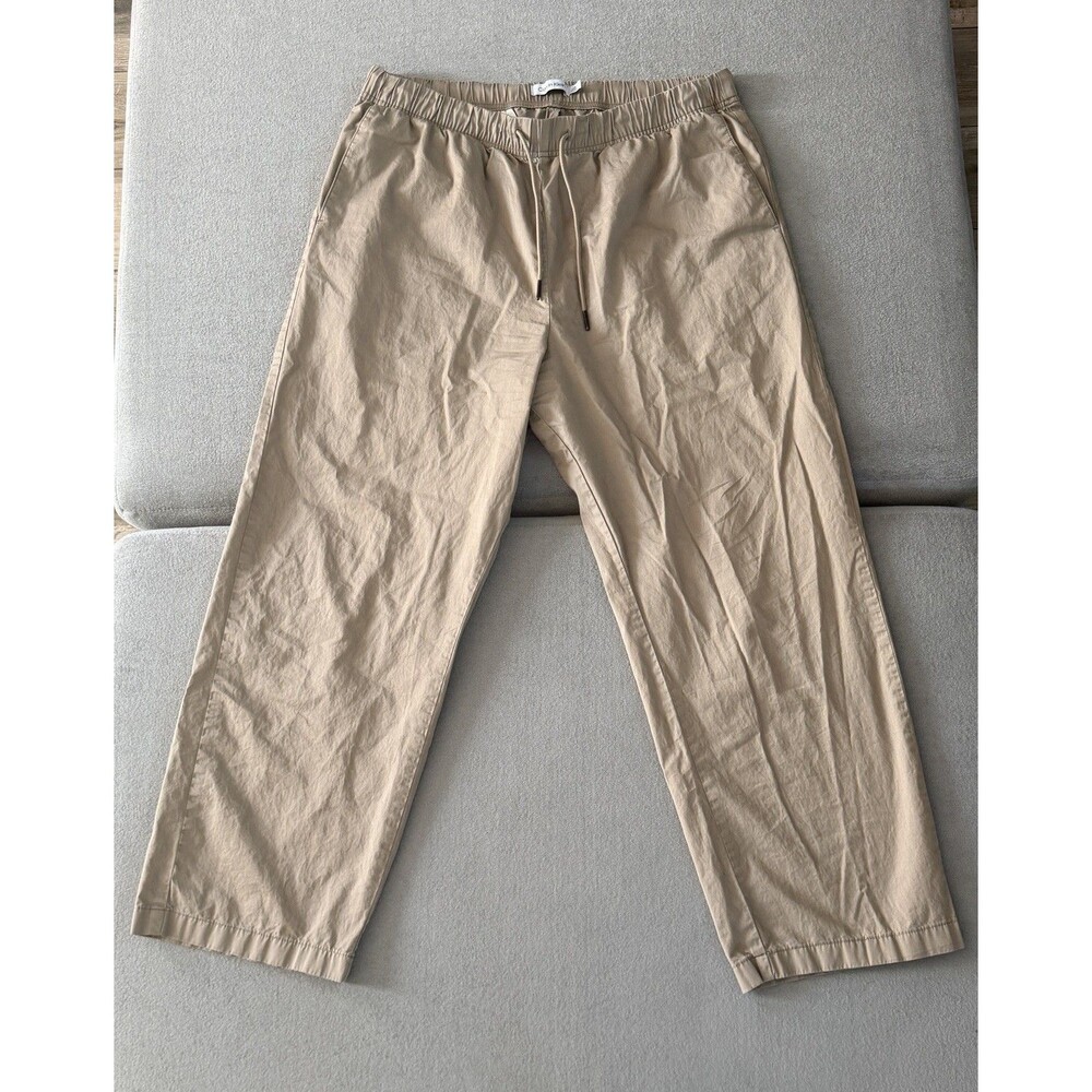 Calvin Klein cotton men's wide pants in Soft Beige color - L Size